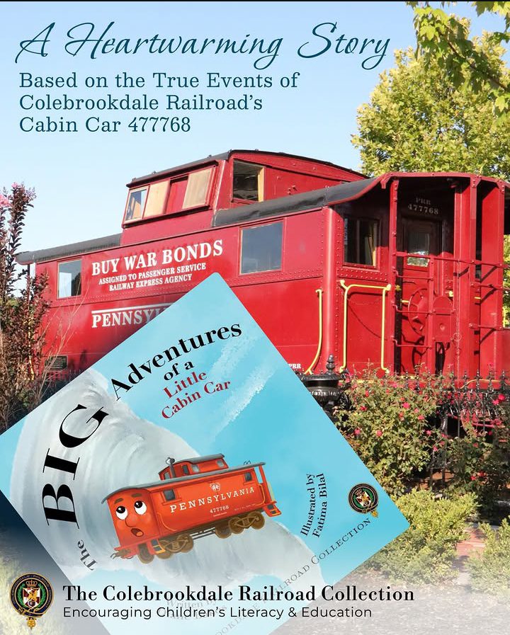 The real Cabin Car 477768 alongside the new children's book